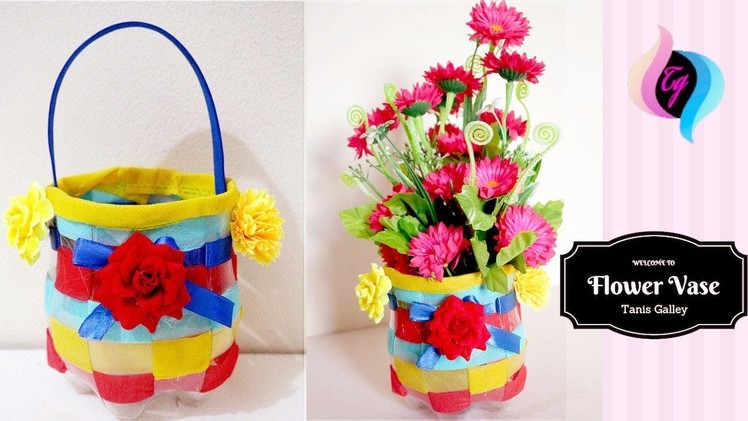 Plastic bottle craft - How to make flower vase with waste material - Plastic bottle vase design