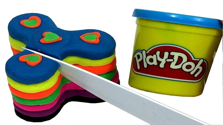 Play Doh Rainbow Cake Fidget Spinners DIY Cutting Open Clay Craft Review For Kids