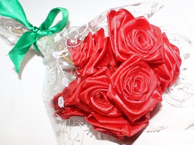 Satin Ribbon Rose Bouquet Tutorial | Satin Ribbon Craft Ideas