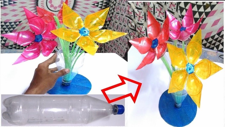 USE PLASTIC BOTTLE FLOWER ART FROM WASTE PLASTIC WATER BOTTLES CRAFT