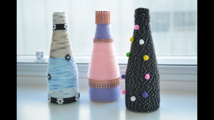 Yarn Wrapped Bottle Craft | DIY Flower Vase | Glass Bottle Decor Ideas