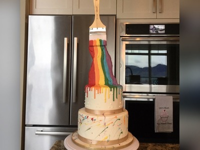 Art Party Rainbow Drip Cake (gravity defying)