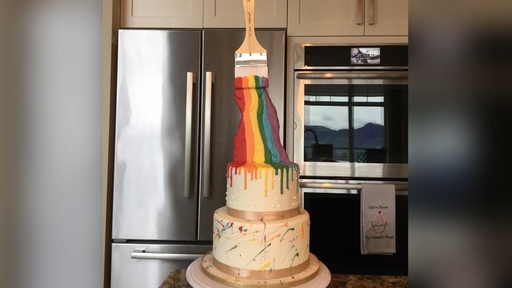 Art Party Rainbow Drip Cake (gravity defying)