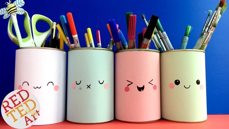 DIY Easy Kawaii Pen Pots DIY - Kawaii School Supplies DIY - inspired by Smiggles DIY