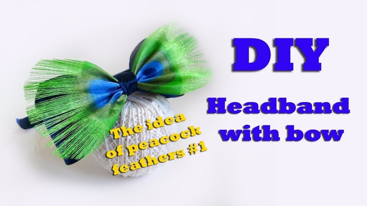 DIY headband with bow of peacock feathers
