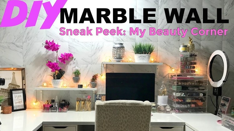 DIY Marble Wall. Sneak Peek at My Beauty Corner | DaringDiamond