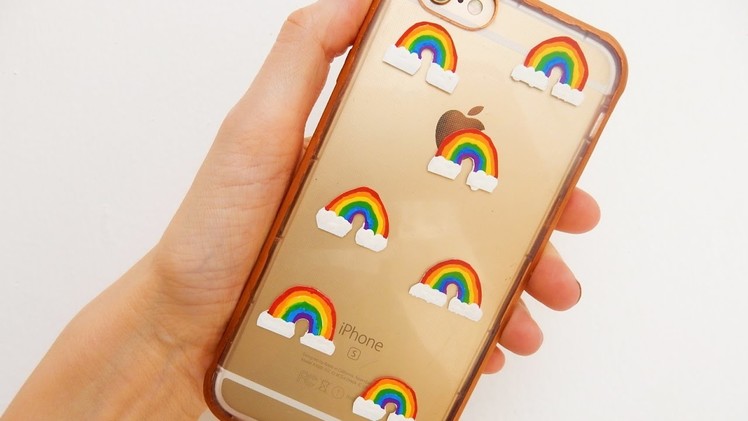 DIY Rainbow Stickers Phone Case