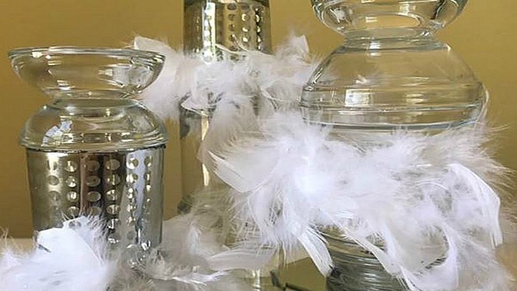 Dollar Tree DIY Candle Holder Designs | Feather Boa Table Decorations | Wedding Ideas