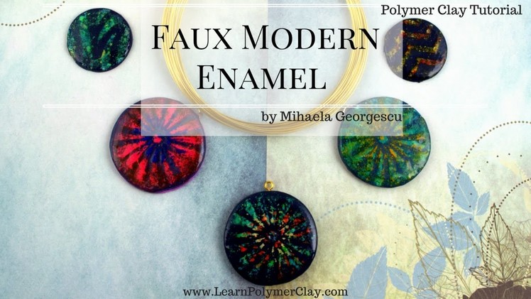 Faux Modern Enamel [Polymer Clay Video Tutorial] using chalk pastels and stencils