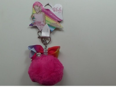 JoJo Siwa Pink Pom Pom with Rainbow Bow Keychain, Jo Jo Pom Pom