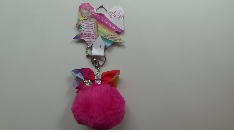 JoJo Siwa Pink Pom Pom with Rainbow Bow Keychain, Jo Jo Pom Pom