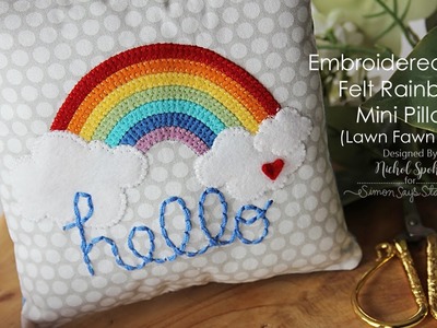 Lawn Fawn | Embroidered Hello Felt Rainbow Mini Pillow