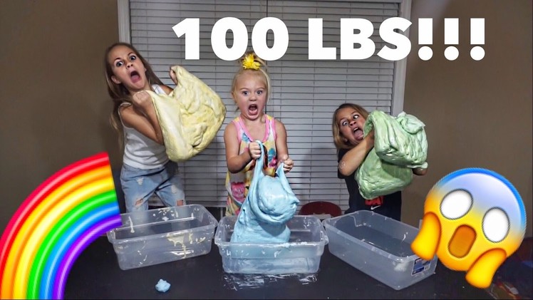 MAKING 100 POUNDS OF RAINBOW FLUFFY SLIME WITH EVERLEIGH!!!