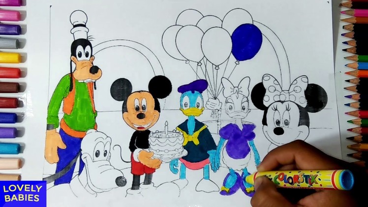 Mickey Mouse and Family Coloring Pages | Learn Rainbow Colors for Kids Children Toddlers and Babies