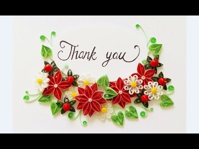 Paper Quilling Flower For beginner Learning Video 26. Paper Flower Card. Thank you card