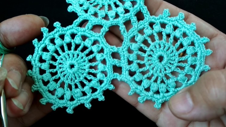 117-Crochet design #Lesson - 10,circular puff stitch flowers (Hindi.Urdu)