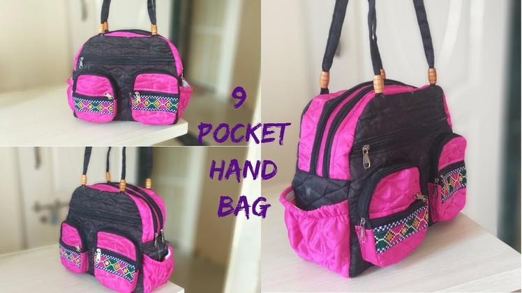 9 pocket handbag make at home DIY in Hindi |amzon|flipkart|snapdeal|voonik|myntra|e-bay|shopclue|