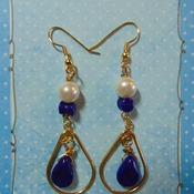 Blues and Pearls Oval Hoops