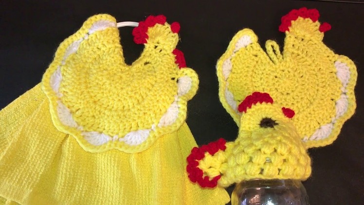 Crochet Chicken kitchen set