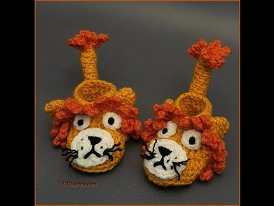 Crochet Tutorial: Little Lion Booties 3-6 Months Size
