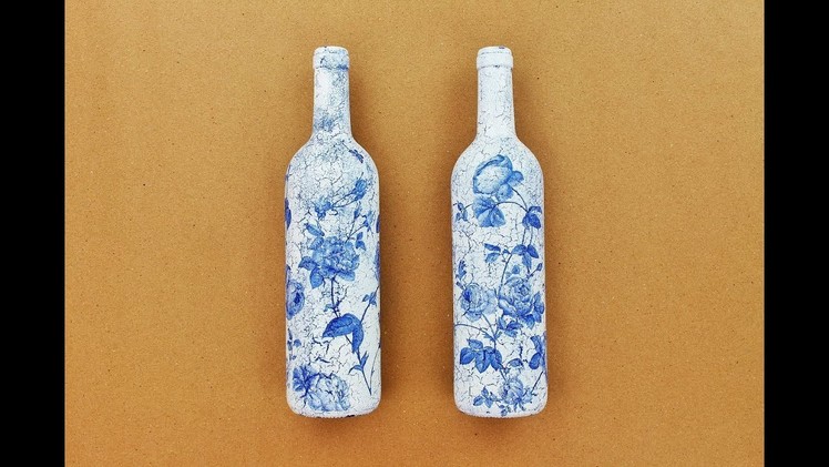 Decoupage bottles with Easy Crackles - Fast & Easy Tutorial - DIY
