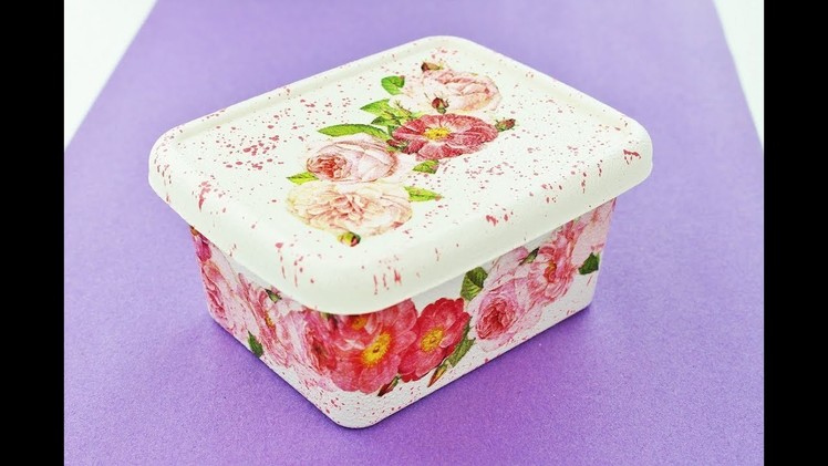 Decoupage plastic box - Fast & Easy Tutorial - DIY