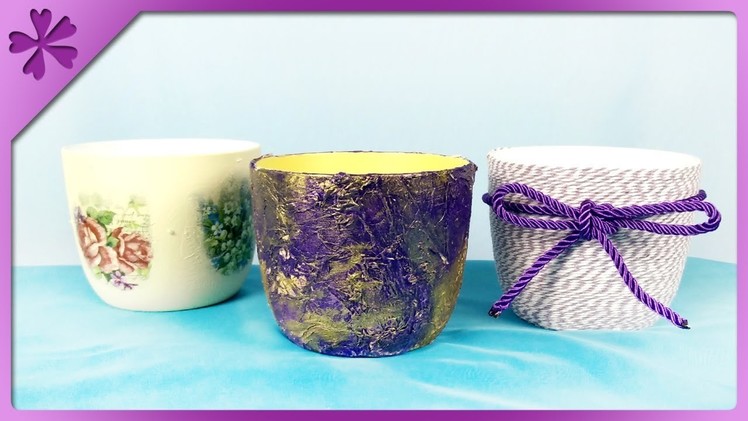 DIY 3 ways to decorate a flowerpot (ENG Subtitles) - Speed up #395