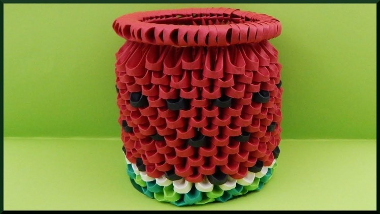 DIY 3d Origami | Papier Wassermelonen Box | paper watermelon pencil holder | Decoration