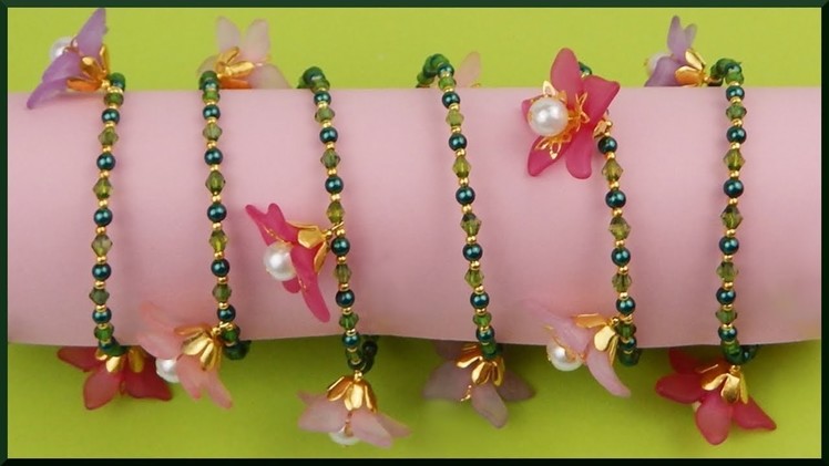 DIY | Blumen Perlen Armband | Flower memory wire bracelet | Beadwork jewelry