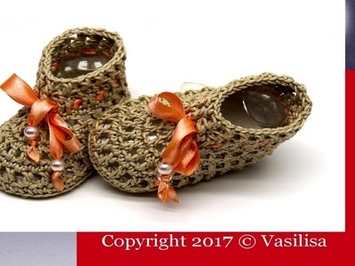 DIY crochet baby booties for beginners.Vasilisa