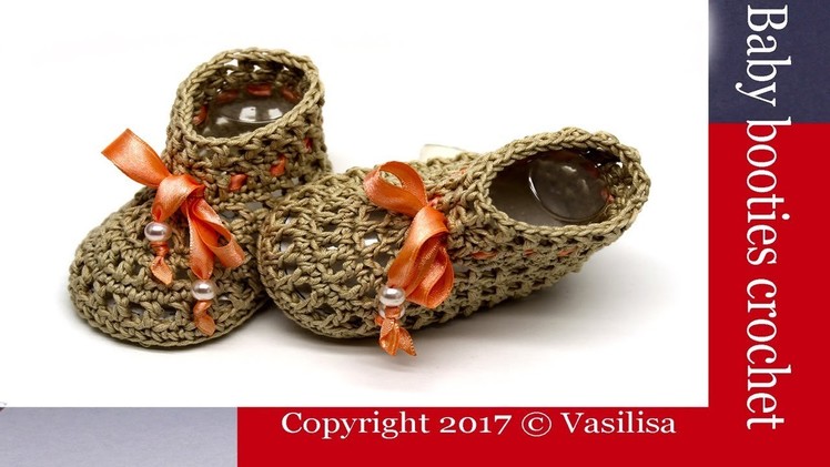 DIY crochet baby booties for beginners.Vasilisa