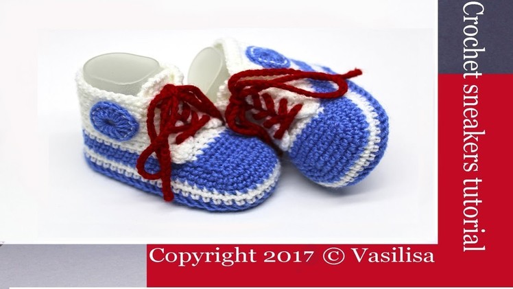 DIY crochet baby sneakers for beginners.Vasilisa