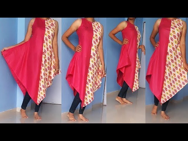 DIY Designer Triangle Two Color Kurti cutting And Stitching Full Tutorial