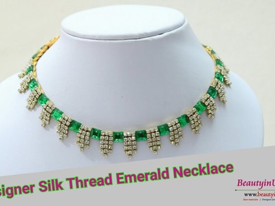 DIY.Easy and simple Designer Silk Thread Emerald Necklace Making at Home. Silk Thread Jewelry