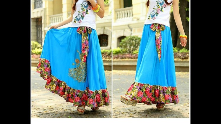 DIY Easy Making of Beautiful Ethnic Long Skirt  Tutorial | Cutting and Stitching |