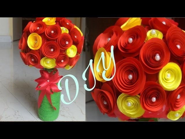 DIY easy paper flower bunch | recycled bottle vase making | by sweetu tada