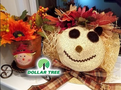 DIY Fall Straw Hat Scarecrow|Dollar Tree items ????