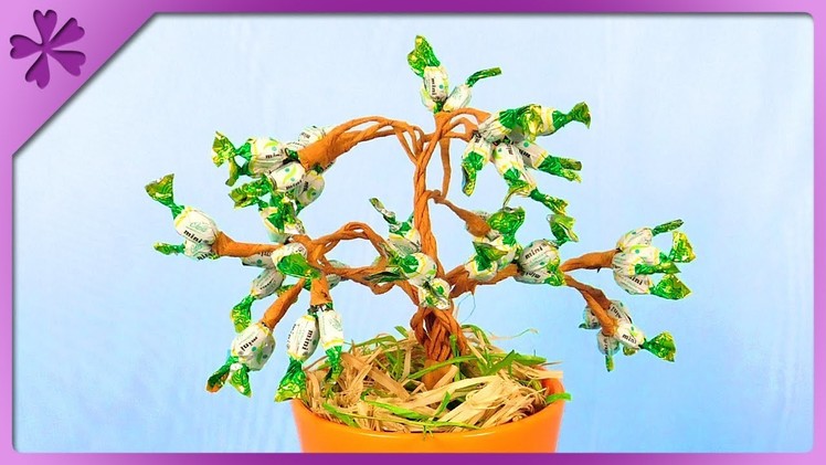 DIY How to make bonsai tree out of mini candies (ENG Subtitles) - Speed up #394