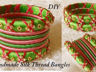 DIY || how to make designer silk thread bridal bangles at home || Handmade tutorial