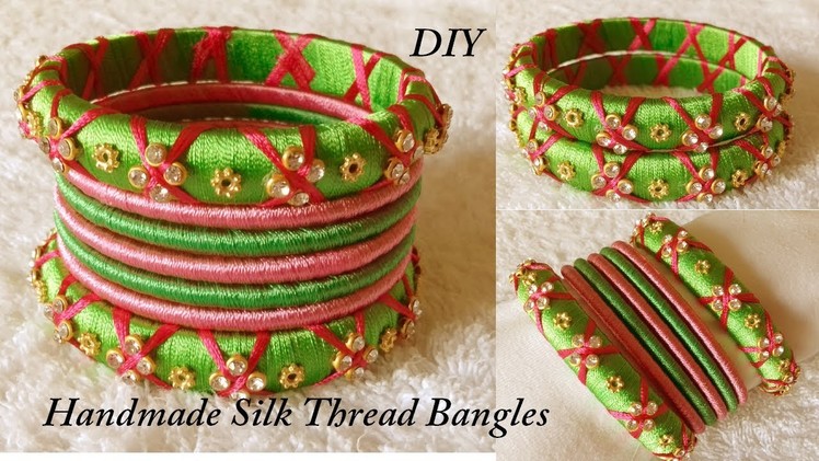 DIY || how to make designer silk thread bridal bangles at home || Handmade tutorial