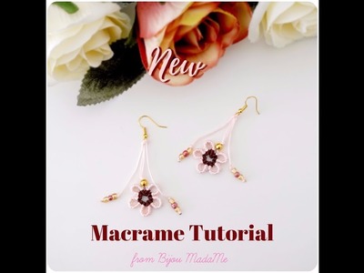 DIY jewelry macrame tutorial. How to make sweet floral macrame earrings.