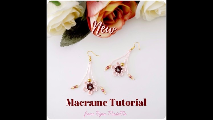 DIY jewelry macrame tutorial. How to make sweet floral macrame earrings.