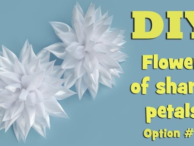 DIY kanzashi flower of sharp petals. Option 1. Kanzashi tutorial