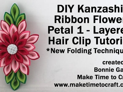 DIY Kanzashi Ribbon Flower Petal #1 Folding Variation Hair Clip Tutorial