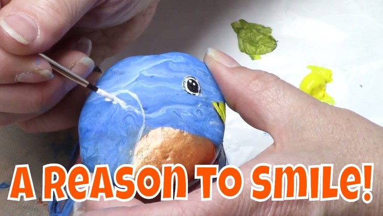 DIY Rock Painting Tutorial - Cute Bluebird for Hidden Rock Game