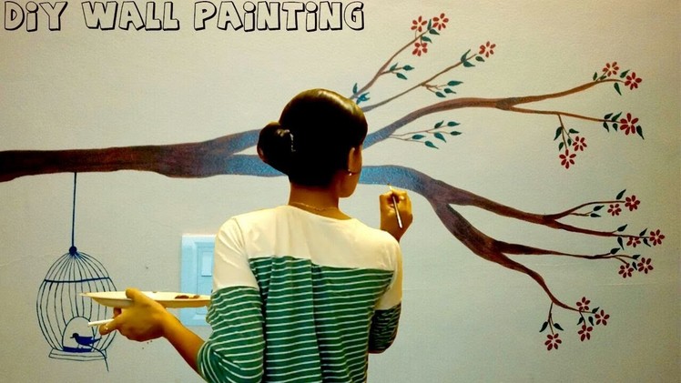 DIY simple tree wall painting for any room |wall painting tutorial 2017| How to paint tree on wall.