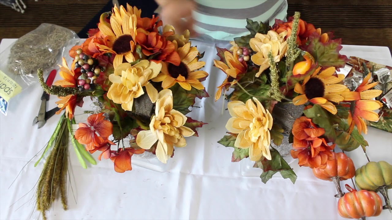 DOLLAR TREE DIY FALL CENTERPIECE . Easy Autumn Centerpiece Under $20.00