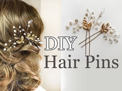 EASY Diy Bridal Hair Pins with Gold Leaves - Wedding Hair Comb Tutorial