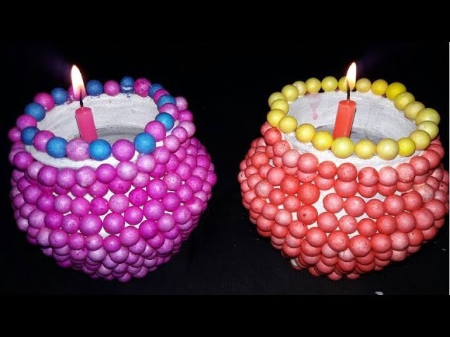 Easy DIY Diwali Christmas Home Decoration Ideas. Amazing Decoration With Thermocol Balls & Candles