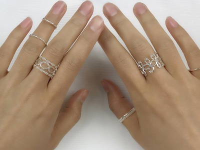 Easy DIY Handmade Silver Beaded Rings Tutorial. How to Make Filigree Sterling Silver Beading Rings